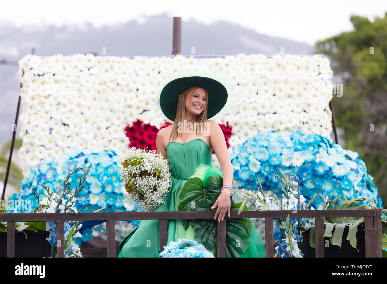 Sfilata di il Festival dei Fiori di Madeira o 'Festa da flor' nella città di Funchal, Madeira, Portogallo, aprile 2018. Foto Stock