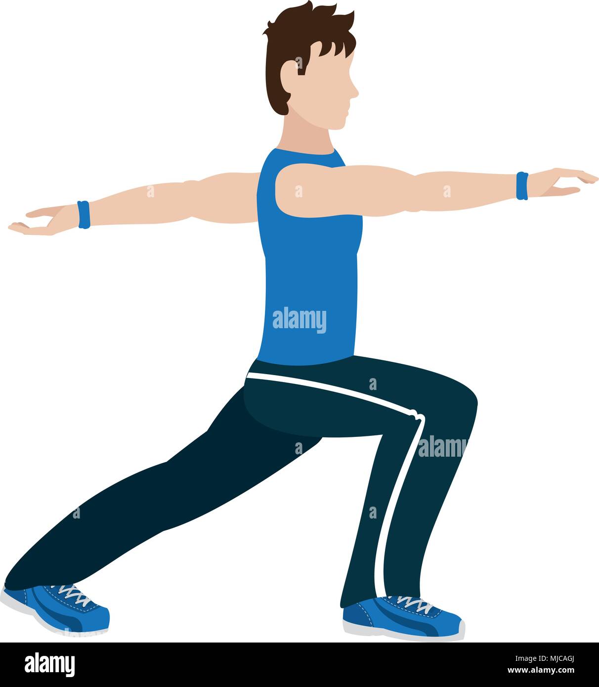 Uomo fitness balzi in avanti ogni gamba esercizio Illustrazione Vettoriale