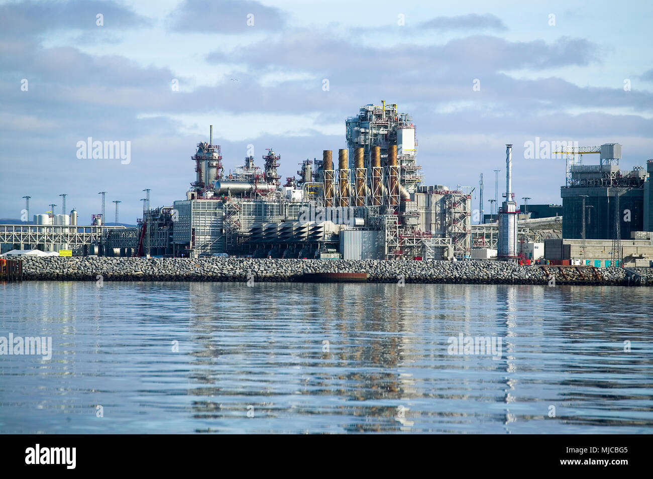 Raffineria di gas nella Norvegia settentrionale vicino a Hammerfest Foto Stock