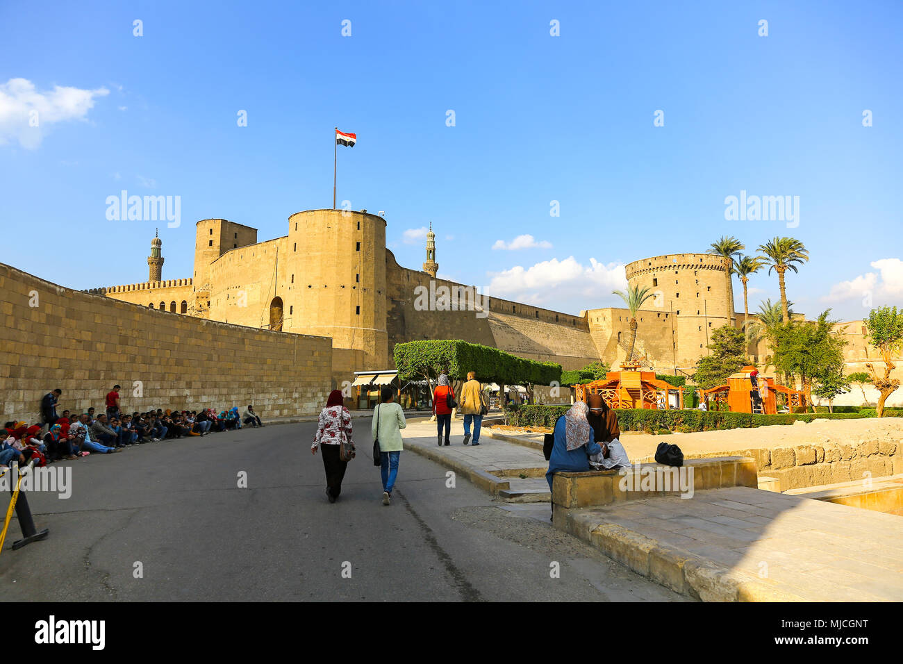 Il Saladino Cittadella del Cairo sulla collina di Moqattam vicino al centro della città medievale fortificata islamica del Cairo in Egitto, Africa Foto Stock