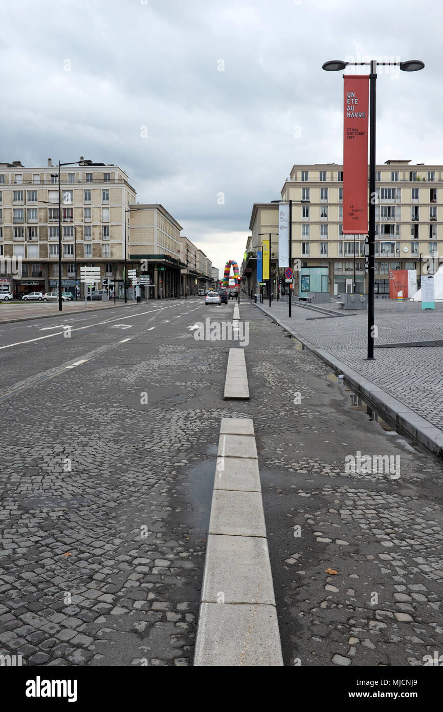 Vista sulla città di Le Havre, la città festeggia il suo quinto centenario Foto Stock