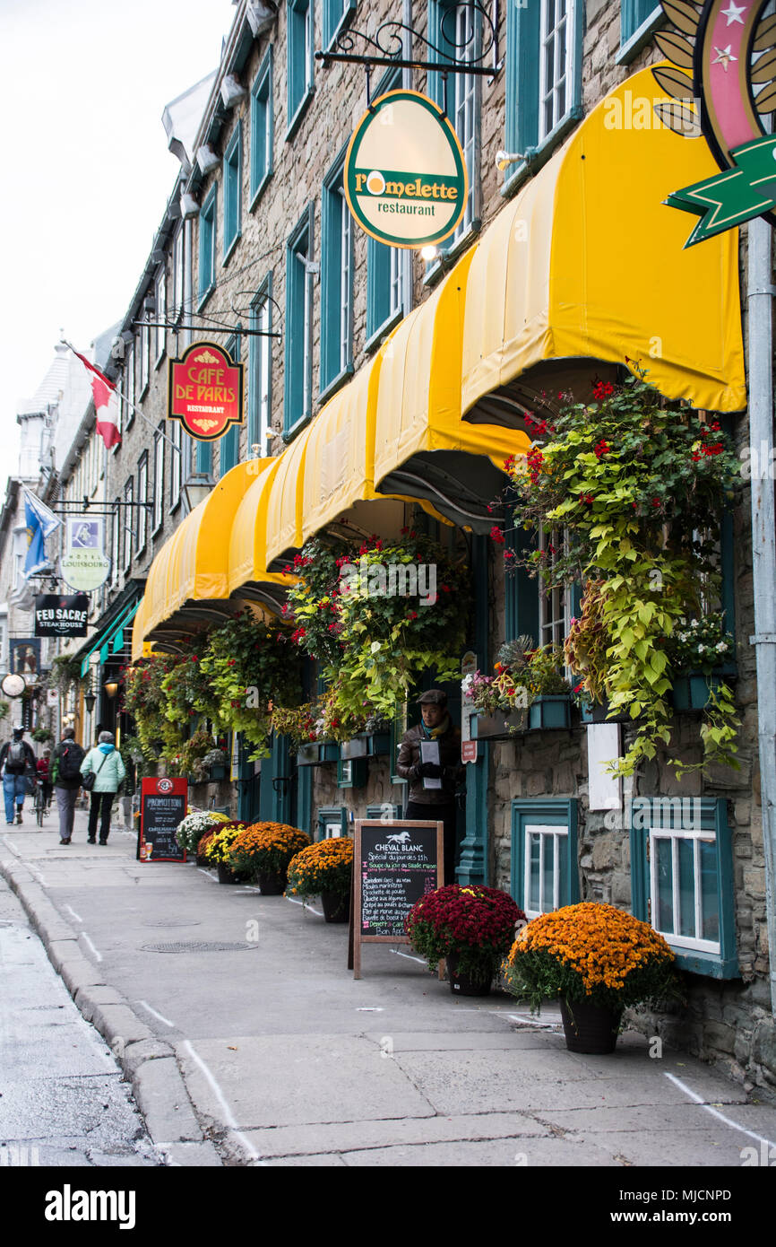 Ristorante nel centro storico della città di Québec Foto Stock