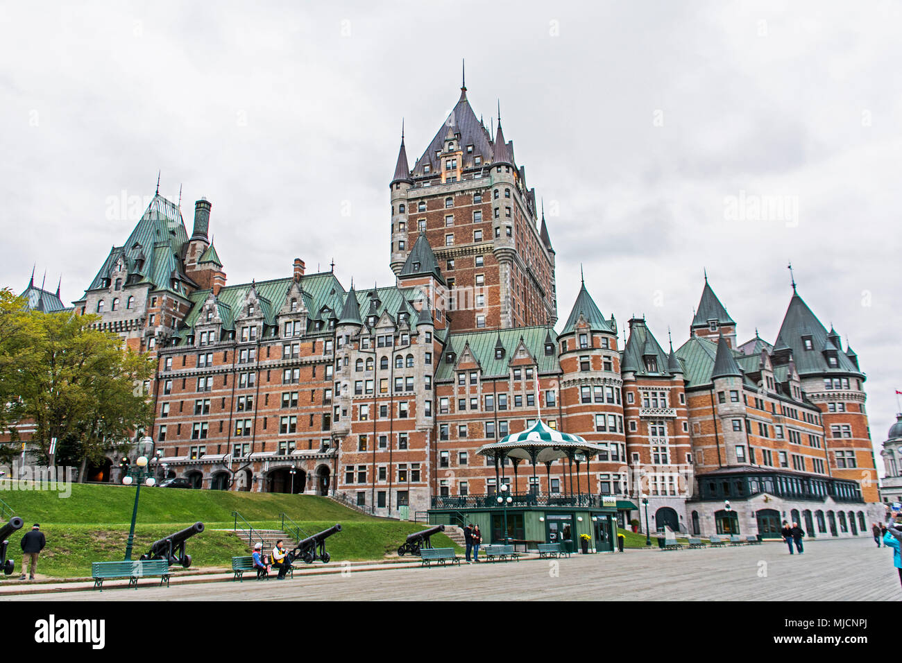 Terrasse Dufferin con fortezza e lo Château Frontenac della città di Québec Foto Stock