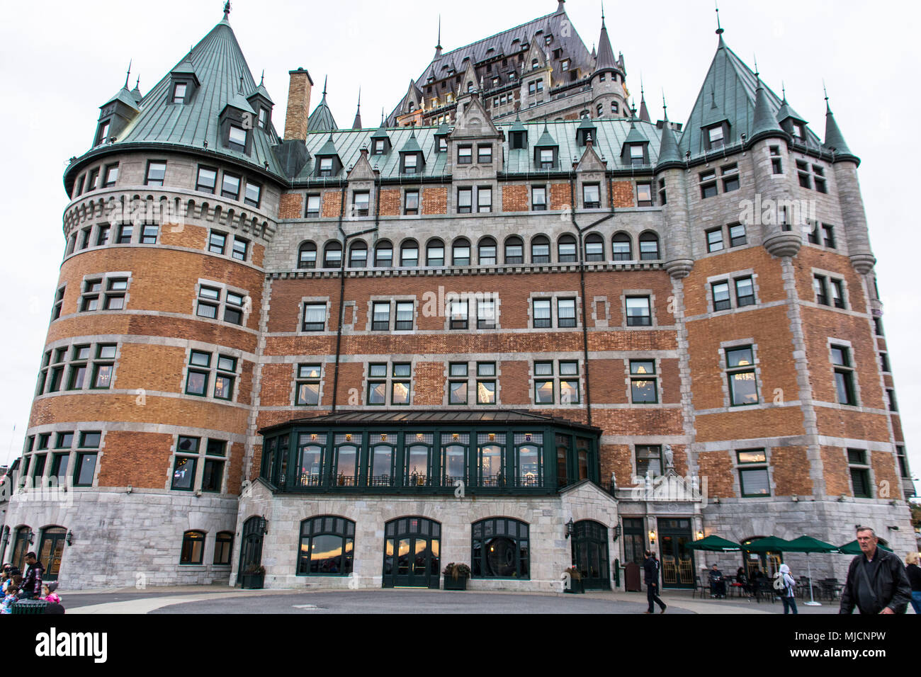 Terrasse Dufferin con fortezza e lo Château Frontenac, Québec City Foto Stock