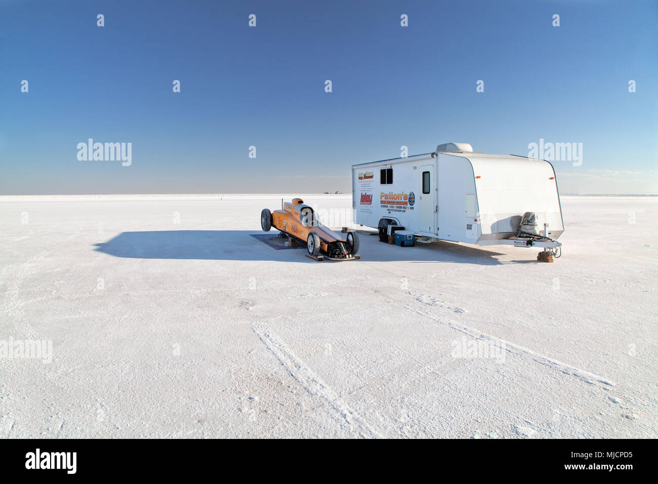 Racing car, auto-costruito di Bonneville Speed Week, fantastica Salt Lake, Utah, caravan Foto Stock