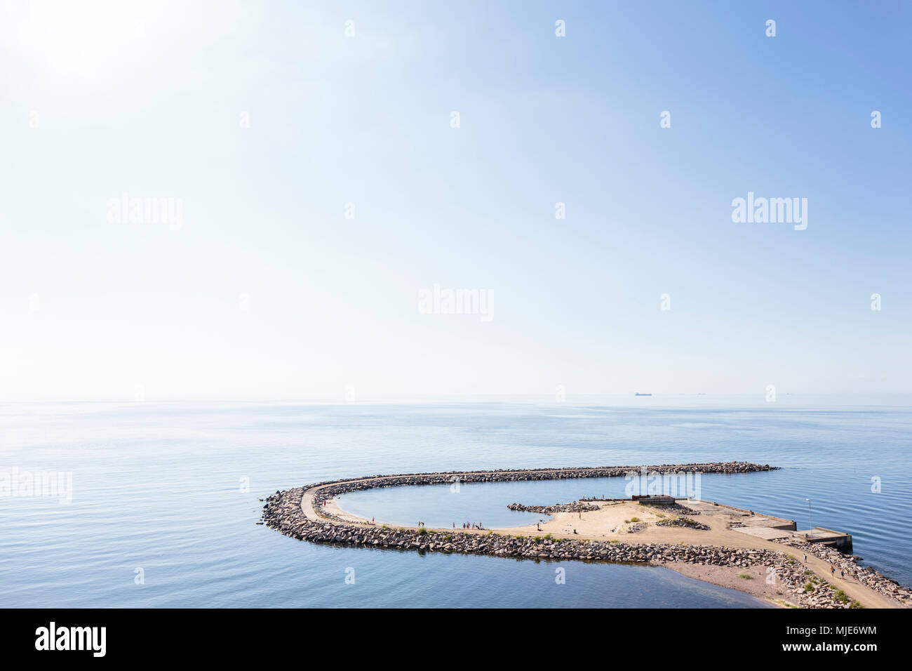 Il molo di Vang, ex porto di dello sbarco di granito break, Europa, Danimarca, Bornholm, Foto Stock