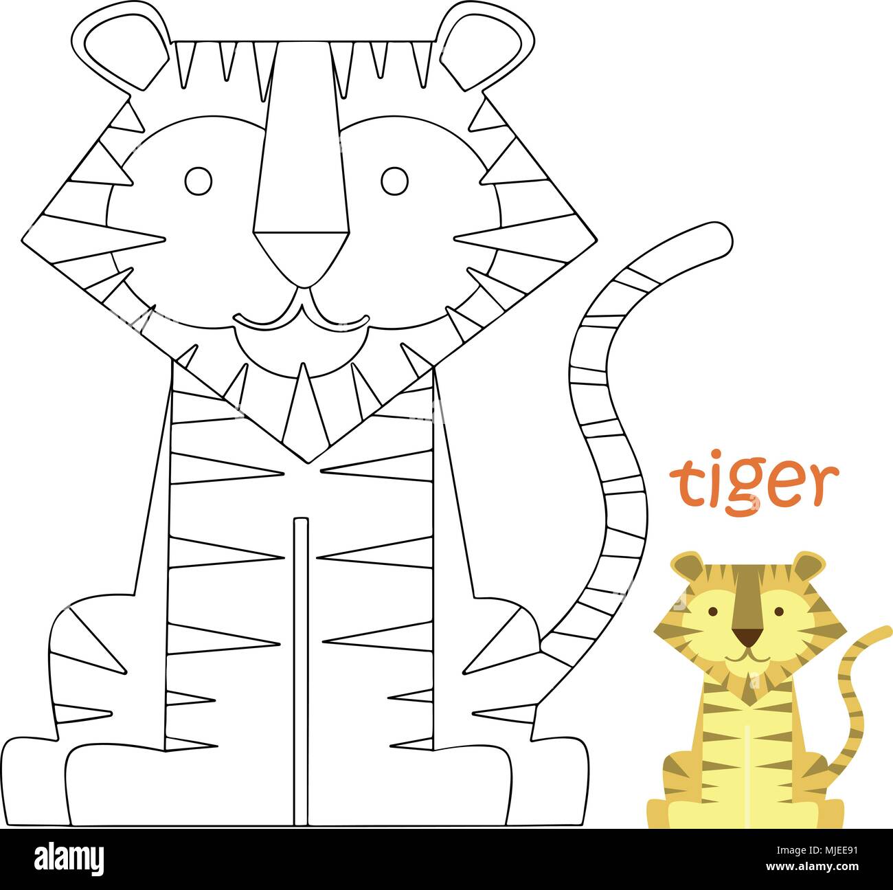 Bambini colorare page - tiger Illustrazione Vettoriale