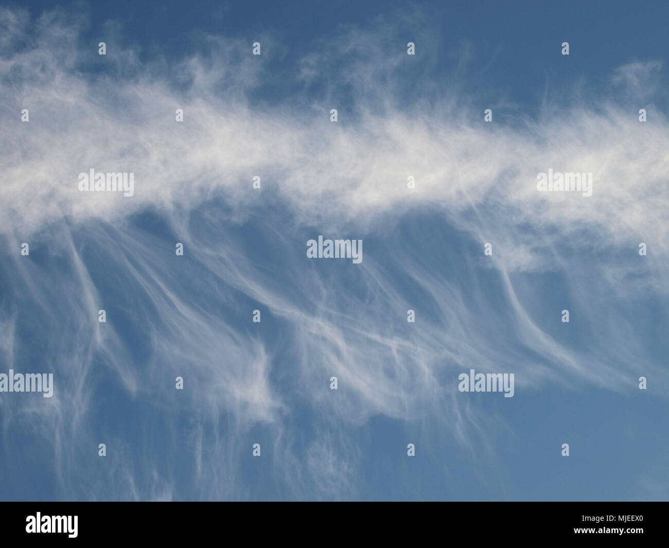 Chemtrails in cielo blu Foto Stock