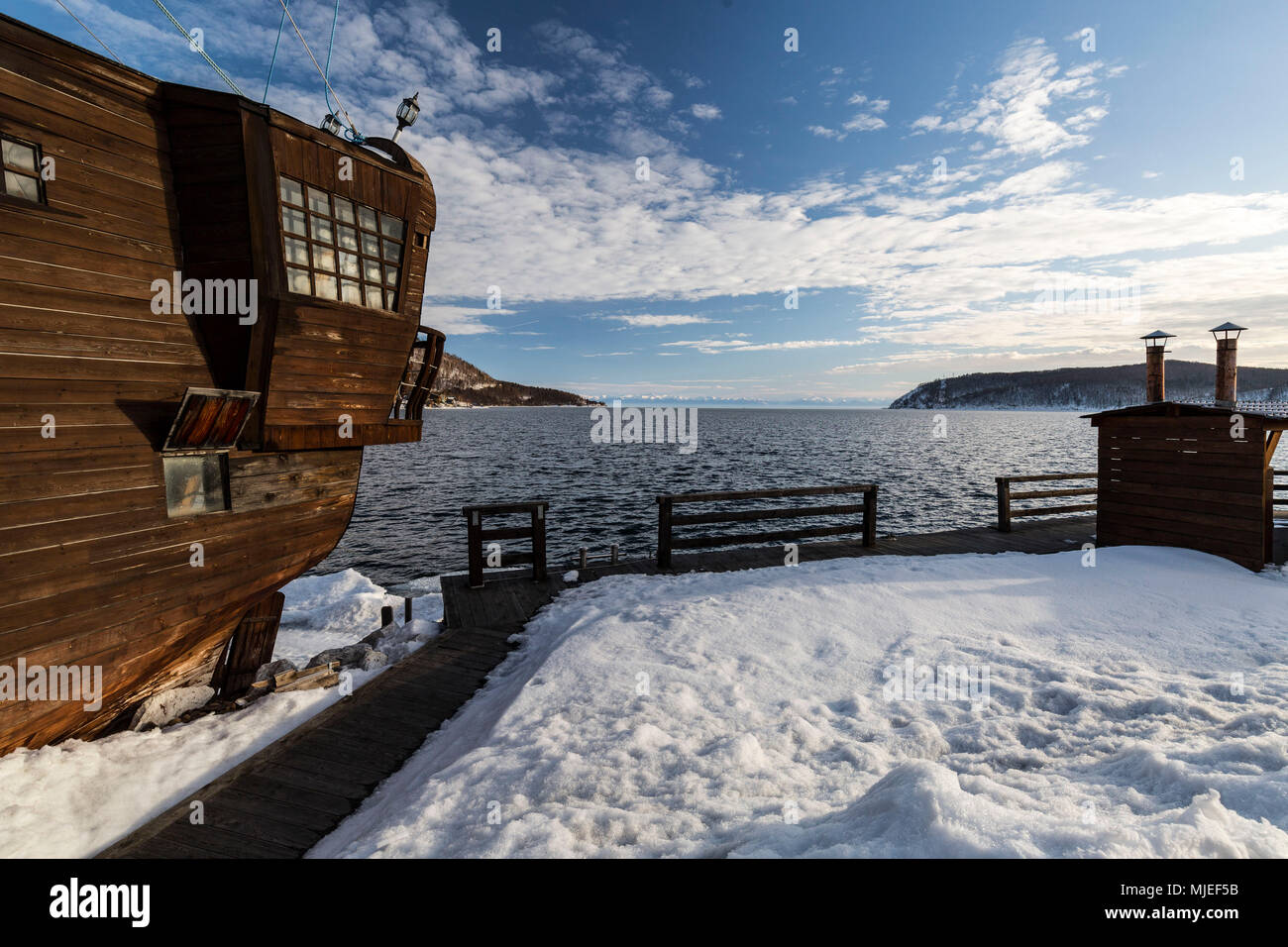 Asia, Russia, Siberia, Buryatia, Oblast di Irkutsk, il lago Baikal Listvyanka, Foto Stock