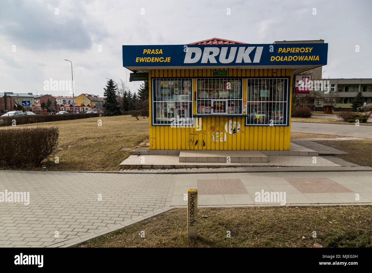 Europa, Polonia, Voivodato Masovian, Wyszkow, closed shop Foto Stock