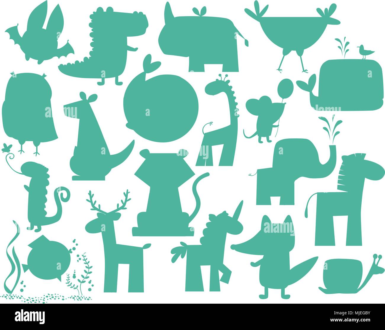 Animali set di silhouette Illustrazione Vettoriale