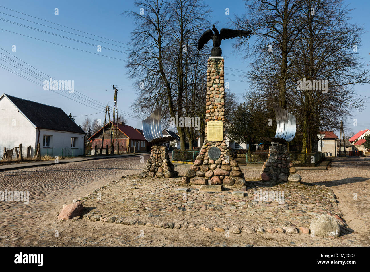 L'Europa, Polonia, Voivodato Podlaskie, Tykocin - Monumento al bianco aquila Foto Stock