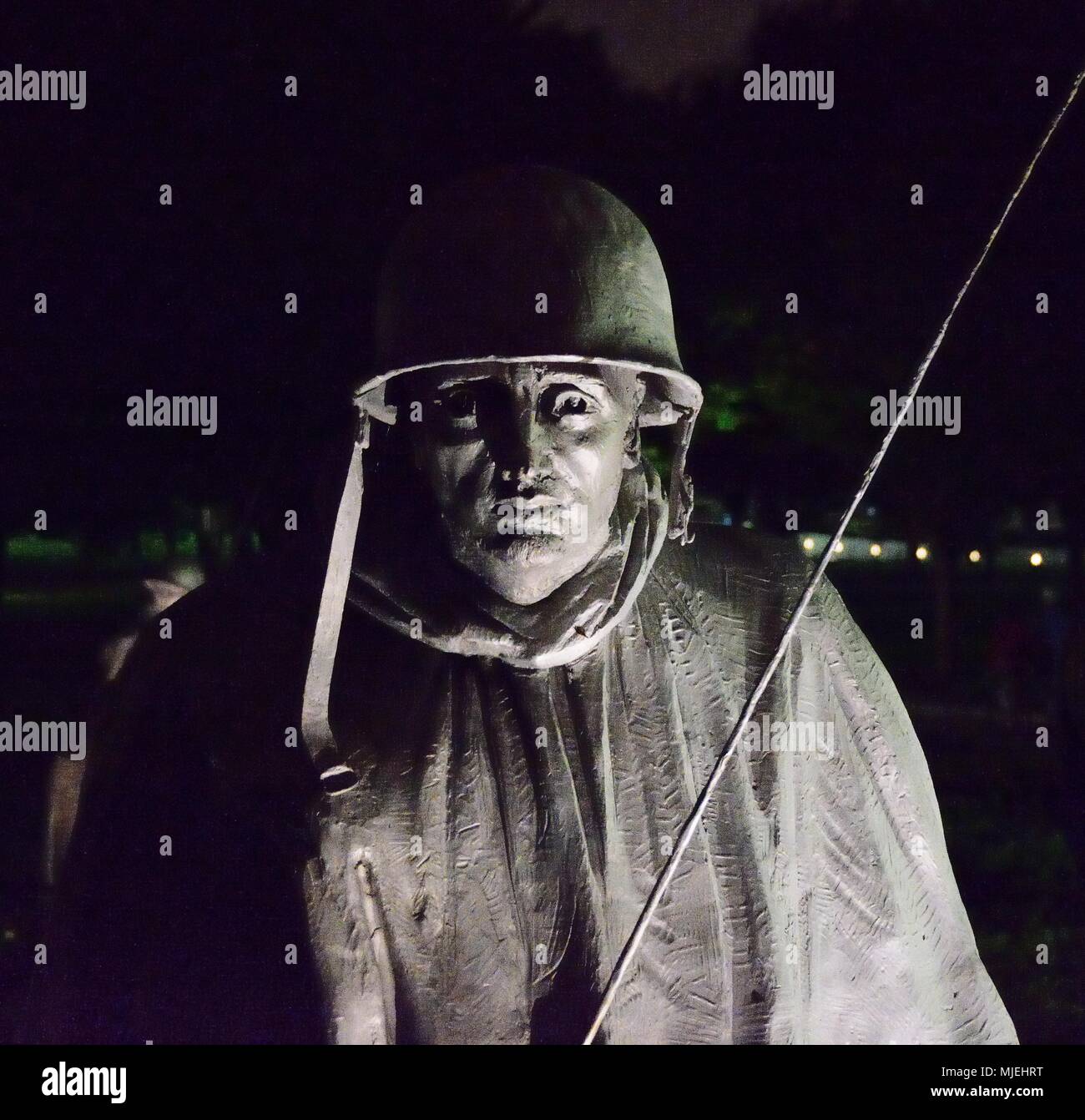 Korean War Memorial di notte, Washington D.C. Foto Stock