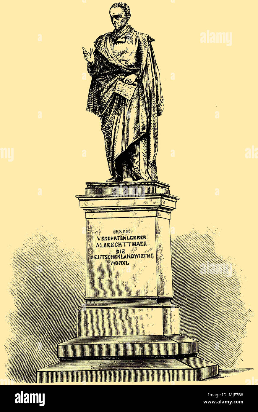 Albrecht Thaer (nato il 14 maggio 1752, morì il 26 ottobre 1828). Monumento a Lipsia da Ernst Rietschel, Foto Stock