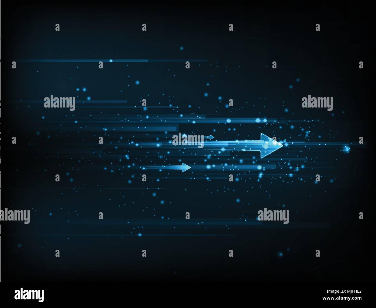 Velocità alta. Hi-tech. Tecnologia astratto concetto di sfondo.Velocità pattern di movimento e sfocatura di movimento su sfondo blu scuro. Illustrazione Vettoriale