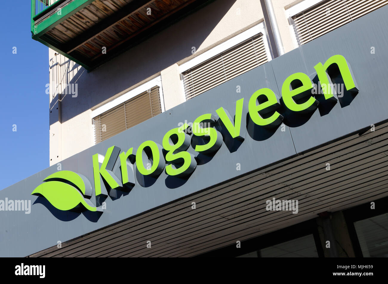 Elverum, Norvegia - 3 Ottobre 2016: Cluse-up del cartello in Krogsveen agenzia immobiliare. Foto Stock