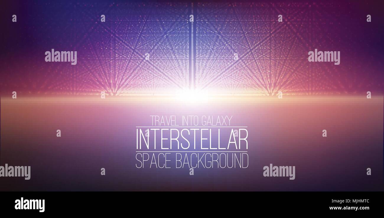 Vettore dello spazio interstellare sfondo.cosmica illustrazione galaxy.Sfondo con nebula, Stardust e luminose stelle brillanti.illustrazione vettoriale per party ,artwork, brochure, poster. Illustrazione Vettoriale