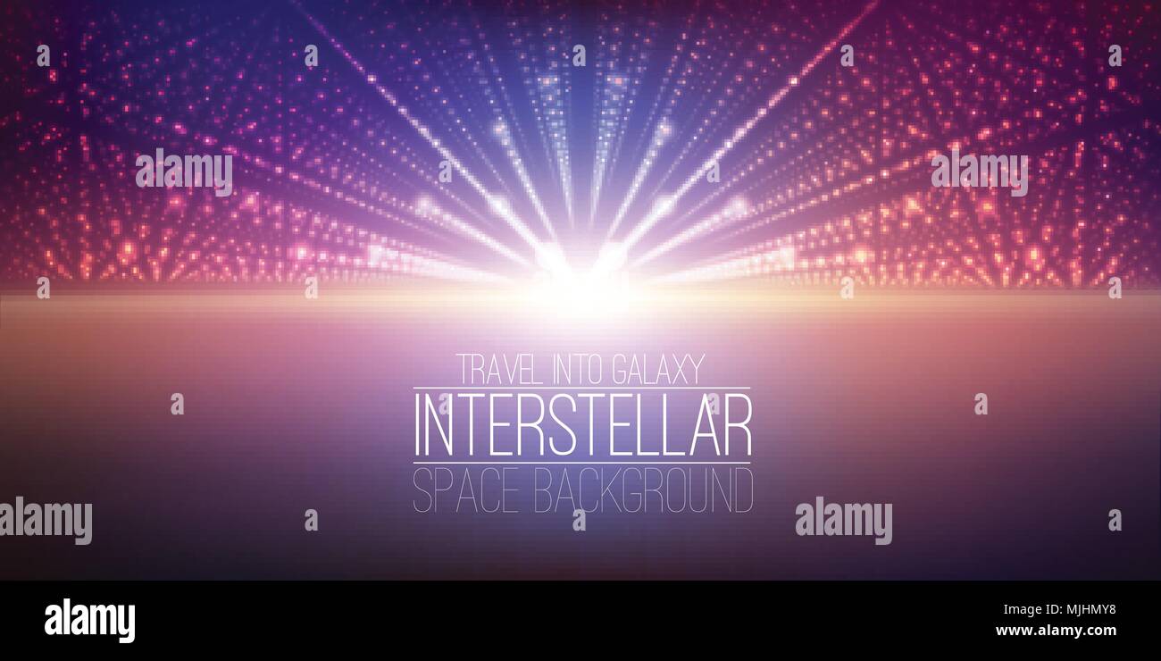 Vettore dello spazio interstellare sfondo.cosmica illustrazione galaxy.Sfondo con nebula, Stardust e luminose stelle brillanti.illustrazione vettoriale per party ,artwork, brochure, poster. Illustrazione Vettoriale