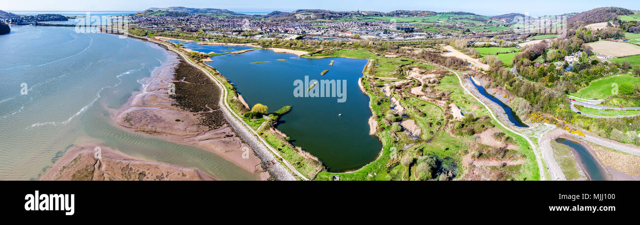 Vista aerea della zona di Conwy in Galles del nord - Regno Unito Foto Stock