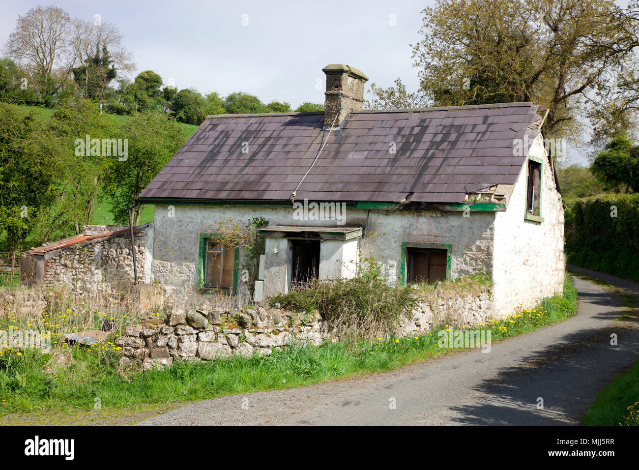 Homestead abbandonati al di fuori Carrickmacross, nella contea di Monaghan, Irlanda Foto Stock