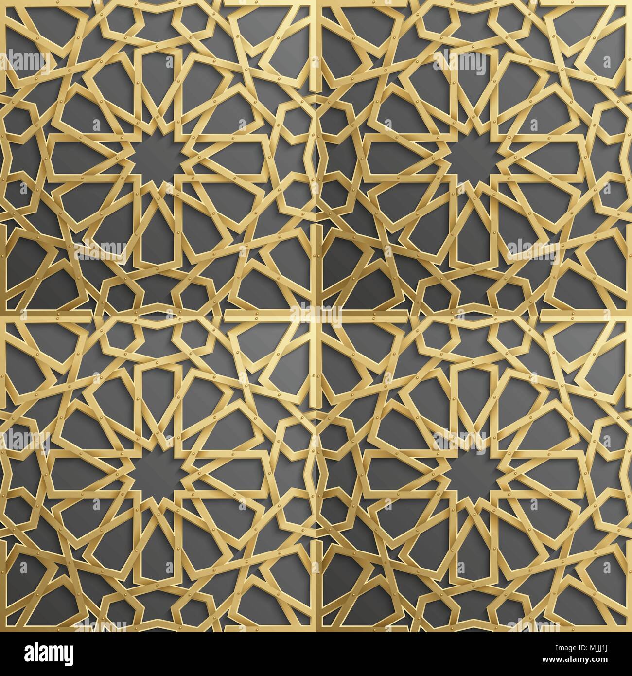 Seamless modello islamico 3d . Arabo tradizionale elemento di design. Illustrazione Vettoriale