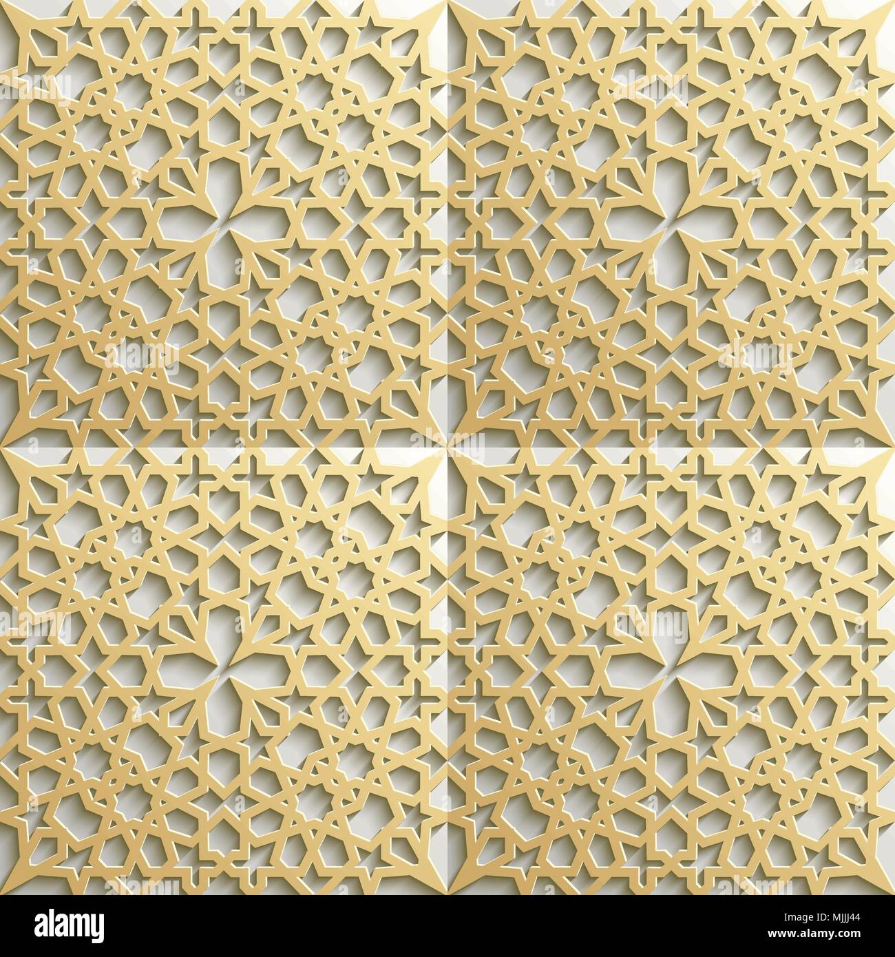 Seamless modello islamico 3d . Arabo tradizionale elemento di design. Illustrazione Vettoriale