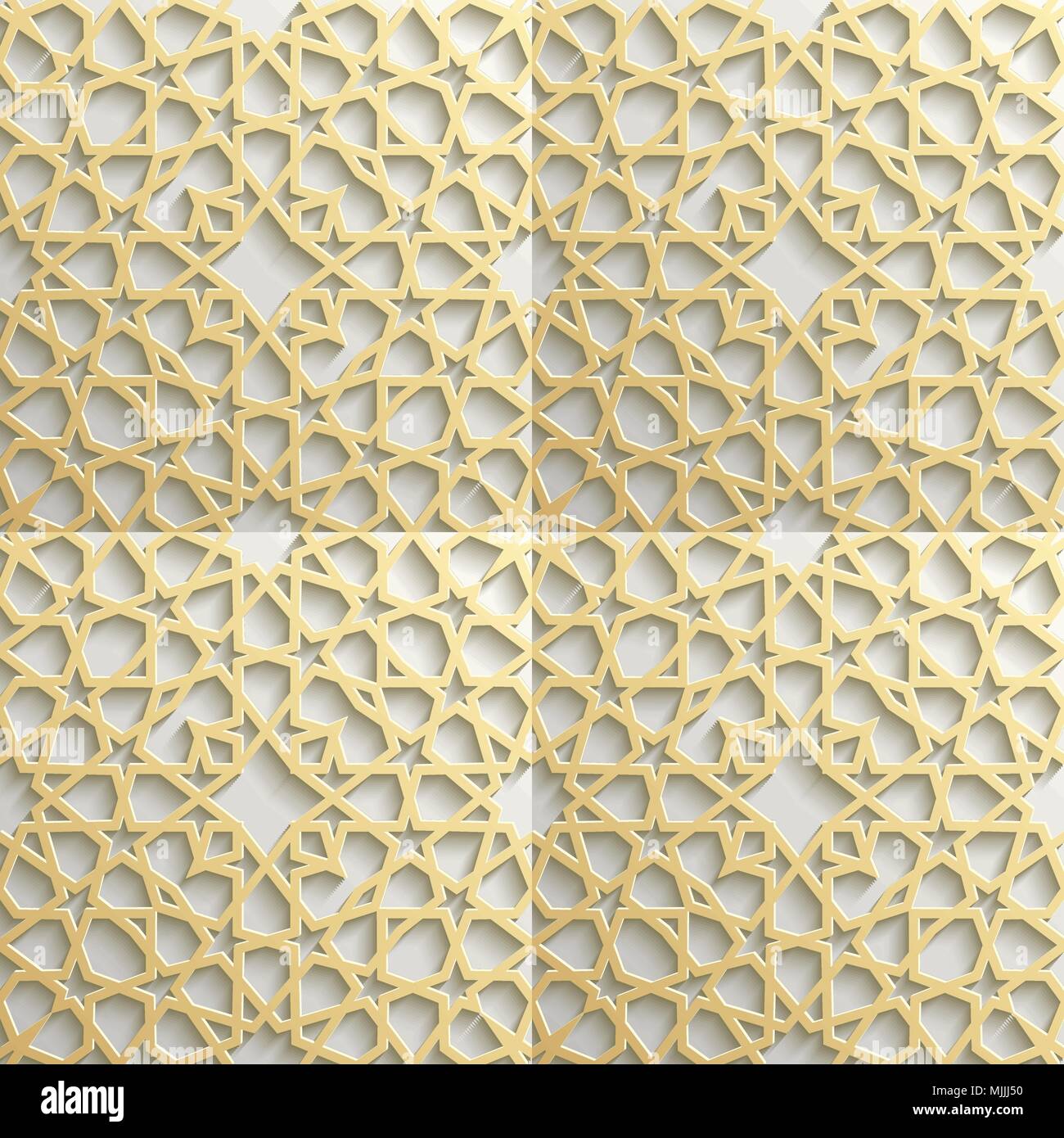 Seamless modello islamico 3d . Arabo tradizionale elemento di design. Illustrazione Vettoriale