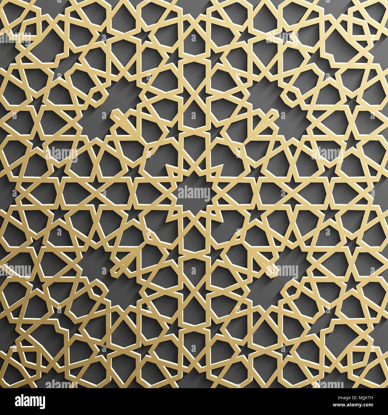 Seamless modello islamico 3d . Arabo tradizionale elemento di design. Illustrazione Vettoriale