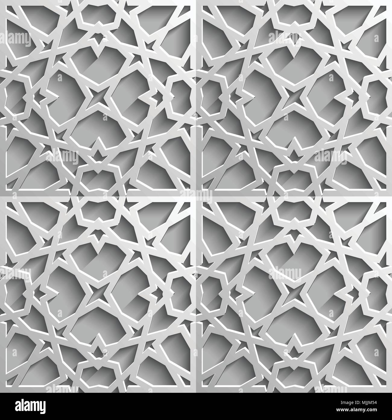 Seamless modello islamico 3d . Arabo tradizionale elemento di design. Illustrazione Vettoriale