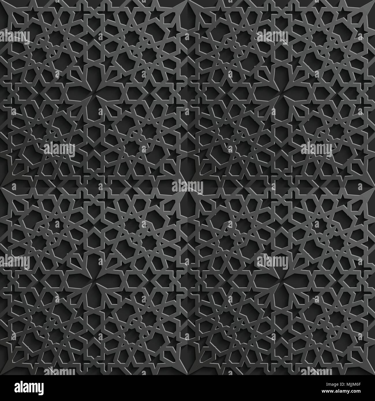 Seamless modello islamico 3d . Arabo tradizionale elemento di design. Illustrazione Vettoriale