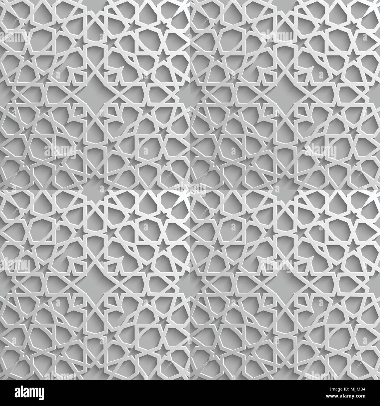 Seamless modello islamico 3d . Arabo tradizionale elemento di design. Illustrazione Vettoriale
