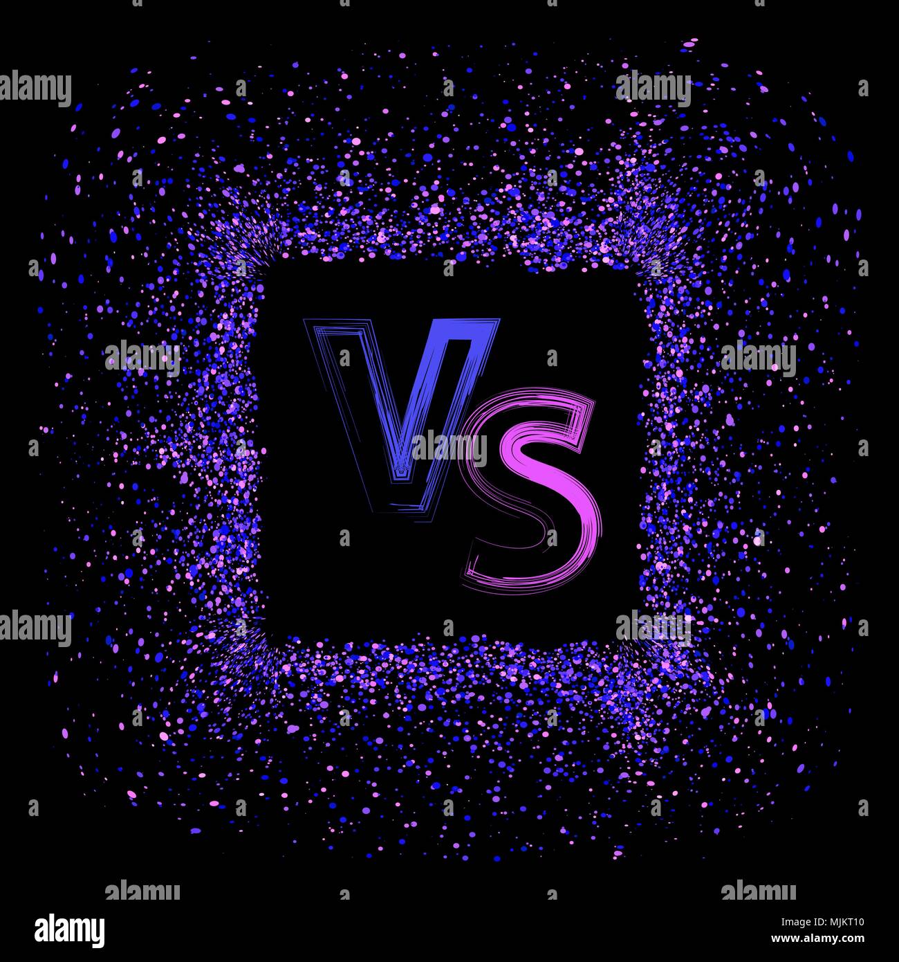 Concetto di confronto, insieme, standoff, Combattimento Finale. Versus VS lettere lotta sullo sfondo Illustrazione Vettoriale