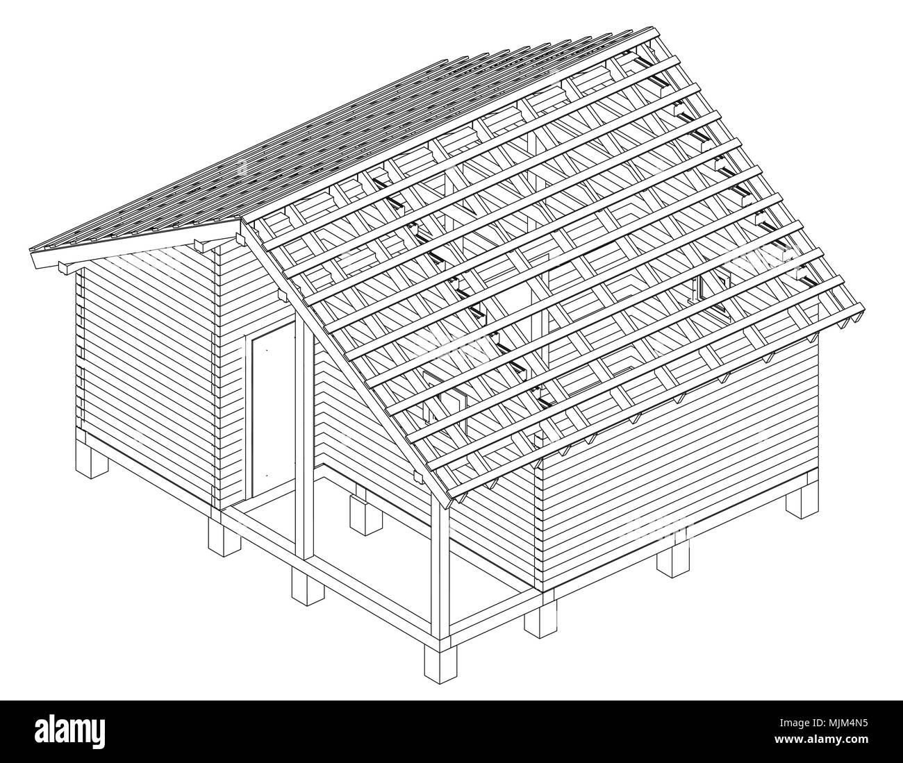 Bath House project. Vettore Illustrazione Vettoriale