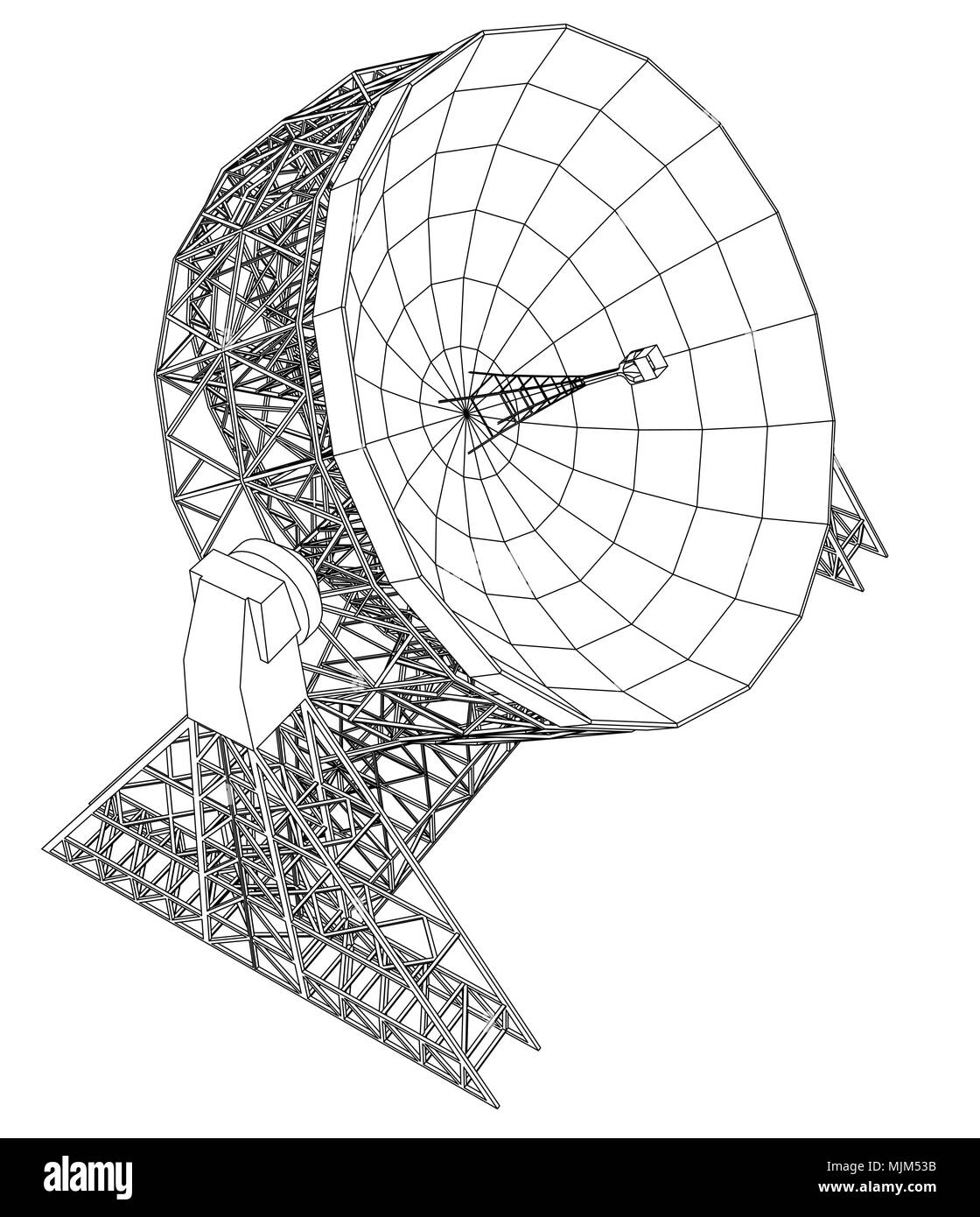 Radio Telescope concetto contorno. Vettore Illustrazione Vettoriale