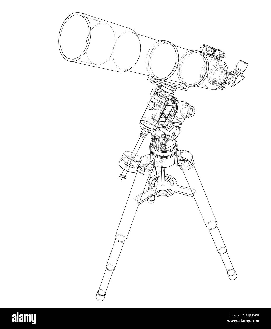 Concetto di telescopio contorno. Vettore Illustrazione Vettoriale