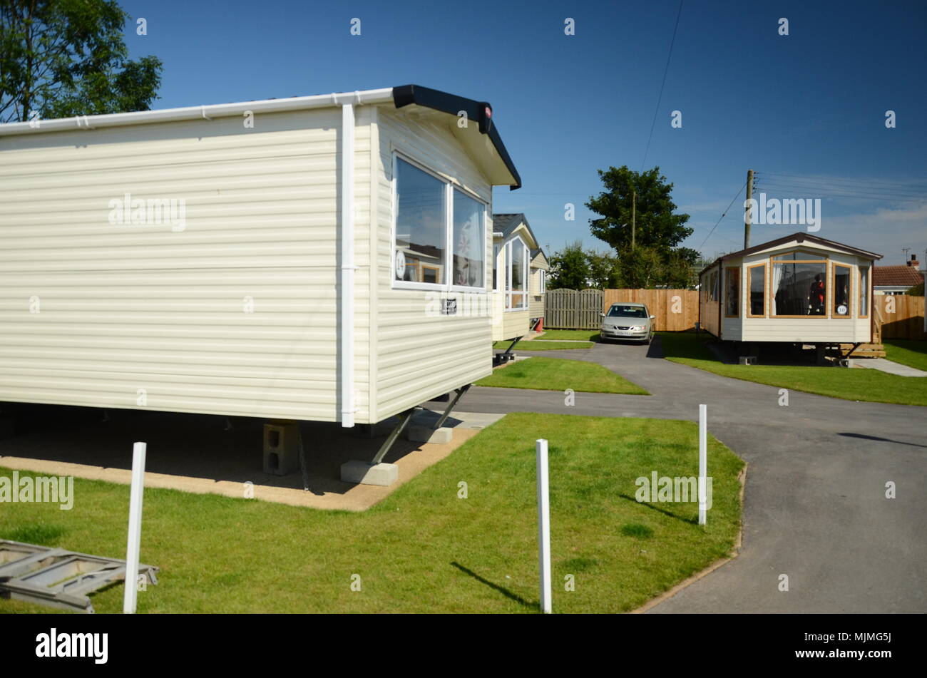 British Holiday, Lusso caravan park, roulotte statiche, vacanze in famiglia Foto Stock