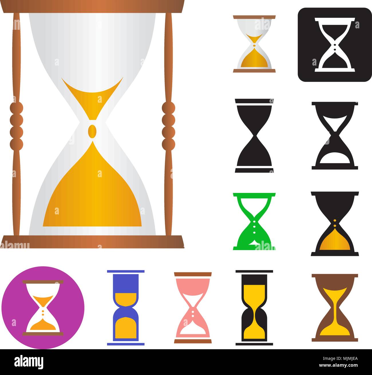Serie di illustrazioni vettoriali di una clessidra Illustrazione Vettoriale