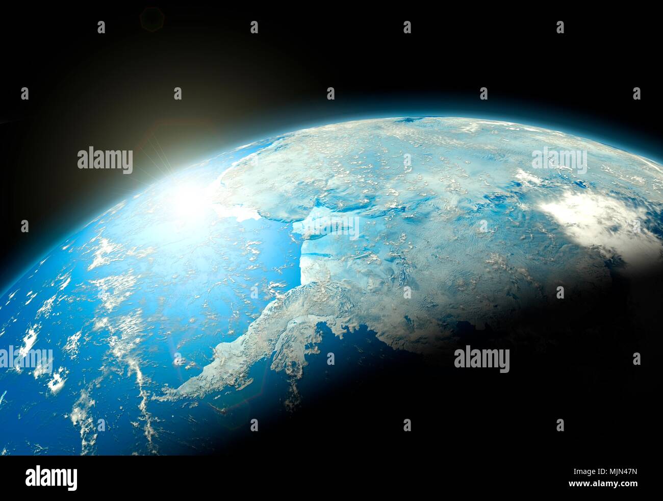 Illustrazione della Terra dallo spazio. Questa è una vista sull'Antartide Foto Stock