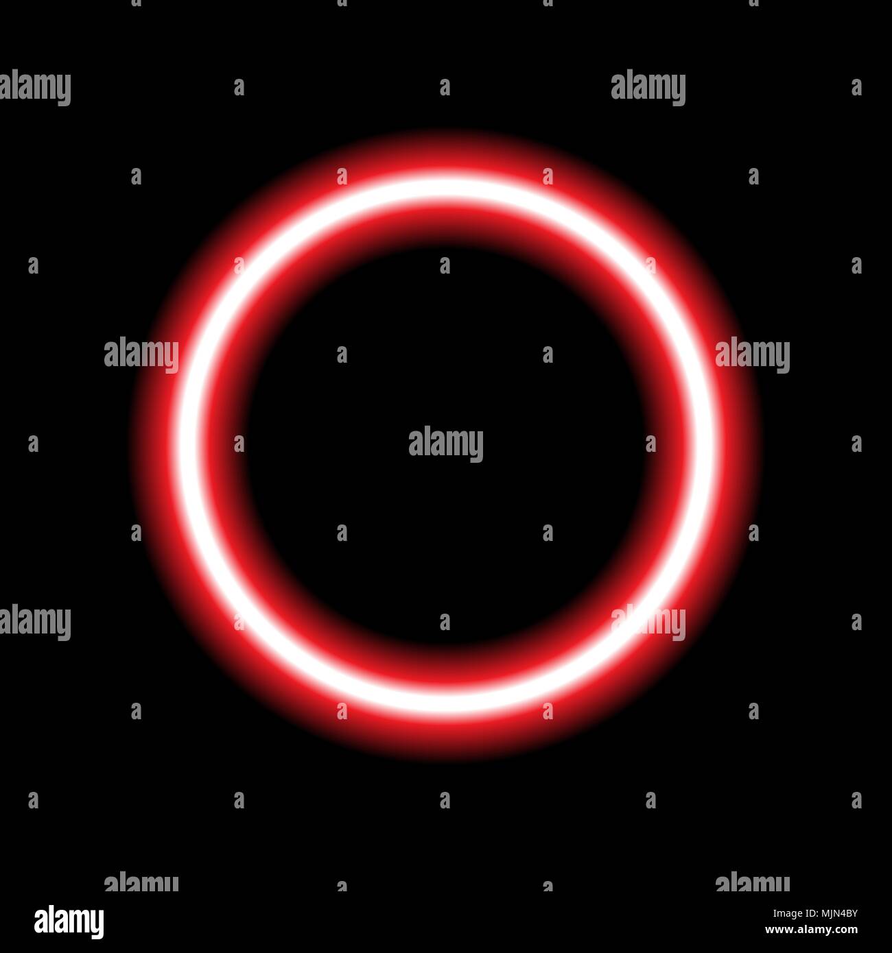 Neon rosso set cerchio isolato su sfondo nero Illustrazione Vettoriale