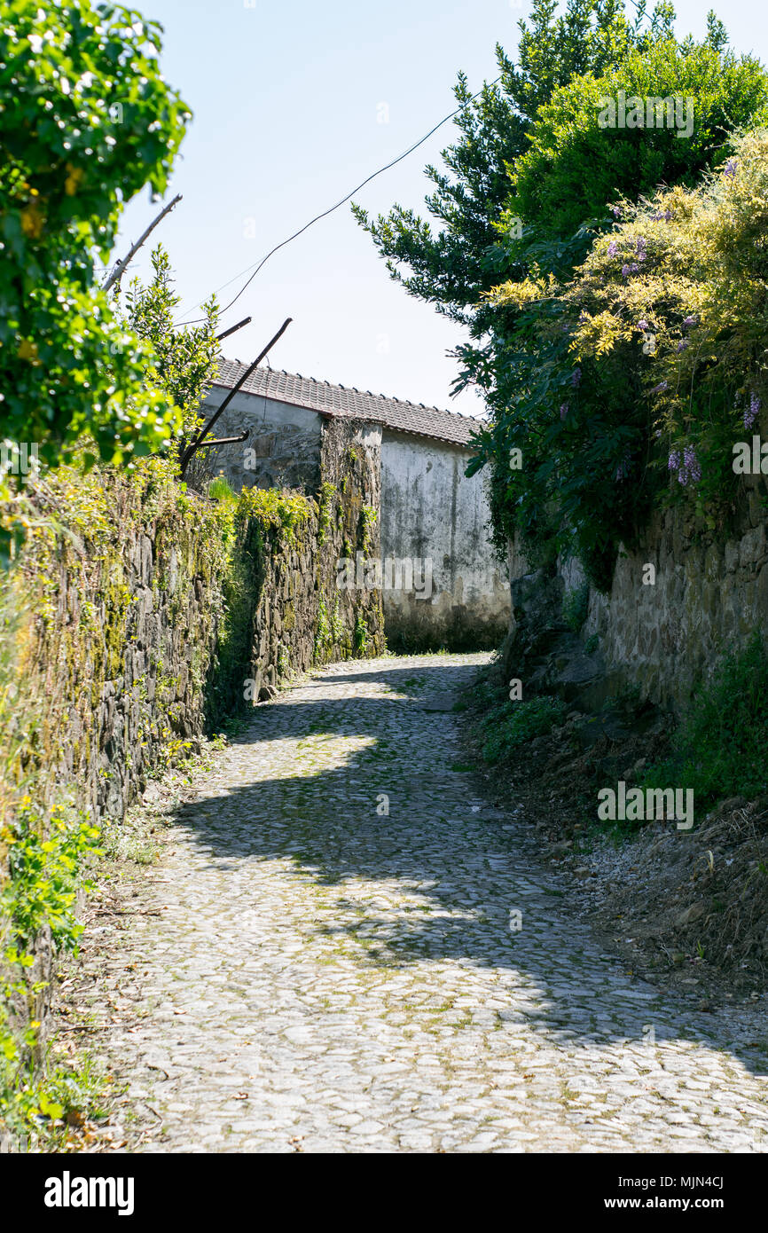 La vecchia strada in Portogallo, vera e propria città di Braga Foto Stock