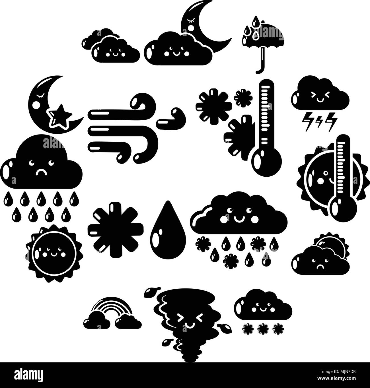 Tempo attuale set di icone, stile semplice Illustrazione Vettoriale