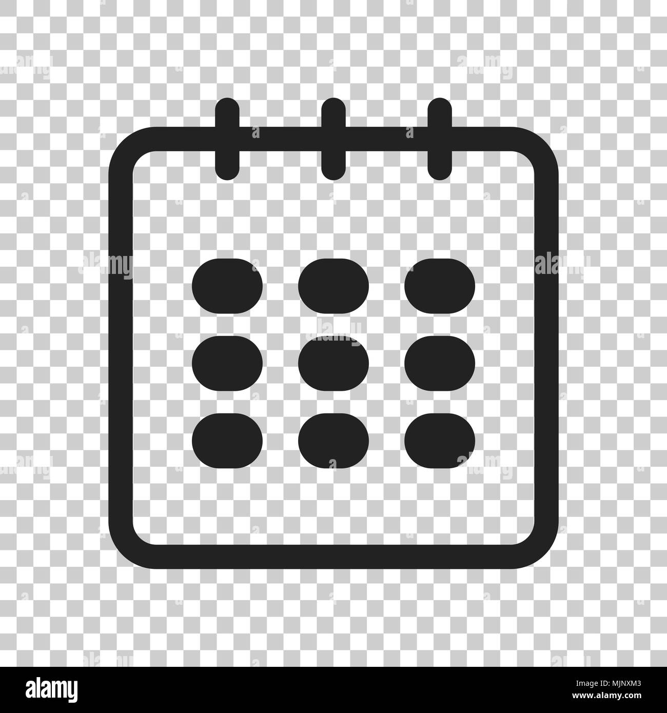 Agenda del Calendario icona vettore in uno stile piatto. Illustrazione di promemoria isolato su sfondo trasparente. Data di calendario concetto. Illustrazione Vettoriale