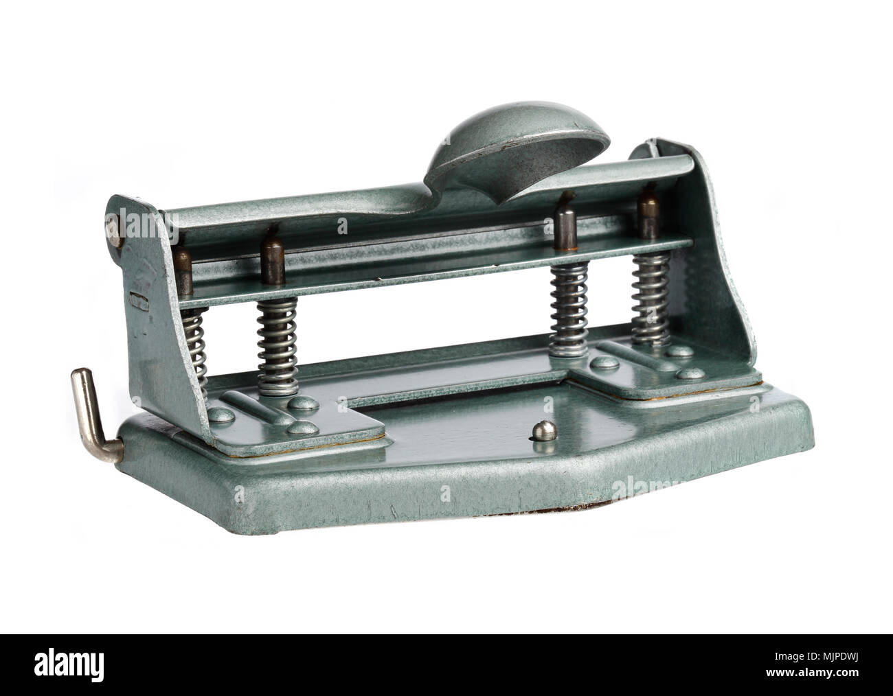 Per la foratura per lo svedese a doppio foro punzonato standard de facto in una versione interamente in metallo isolato su bianco. Foto Stock