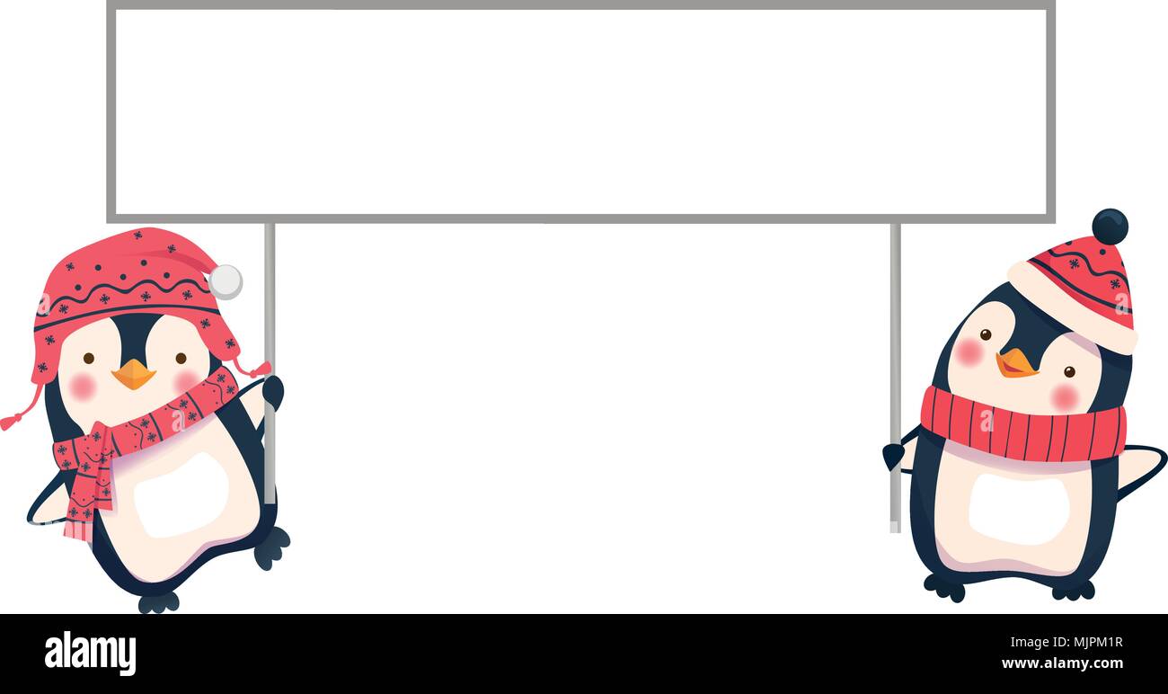 Due pinguini azienda banner Illustrazione Vettoriale