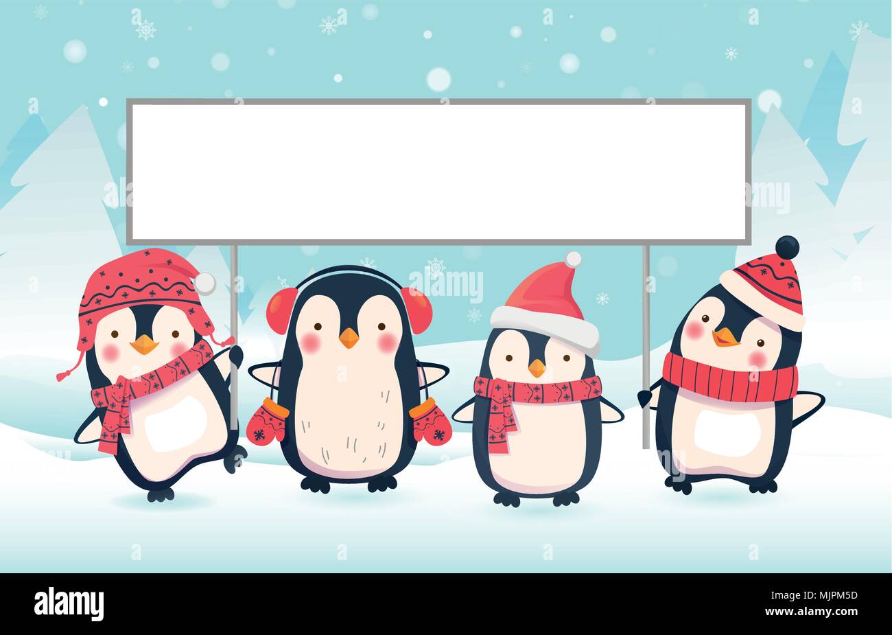 Due pinguini azienda banner Illustrazione Vettoriale