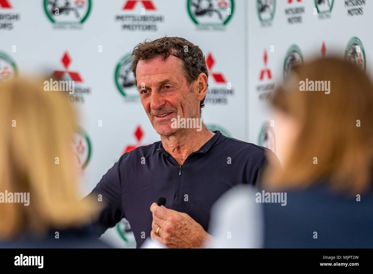 Badminton, Gloucestershire, Regno Unito, 5 maggio 2018. Cross Country. Mark Todd. NZL. Intervista. Mitsubishi Badminton Horse Trials. Badminton. Regno Unito. 05/05/2018. Credito: Sport In immagini/Alamy Live News Foto Stock