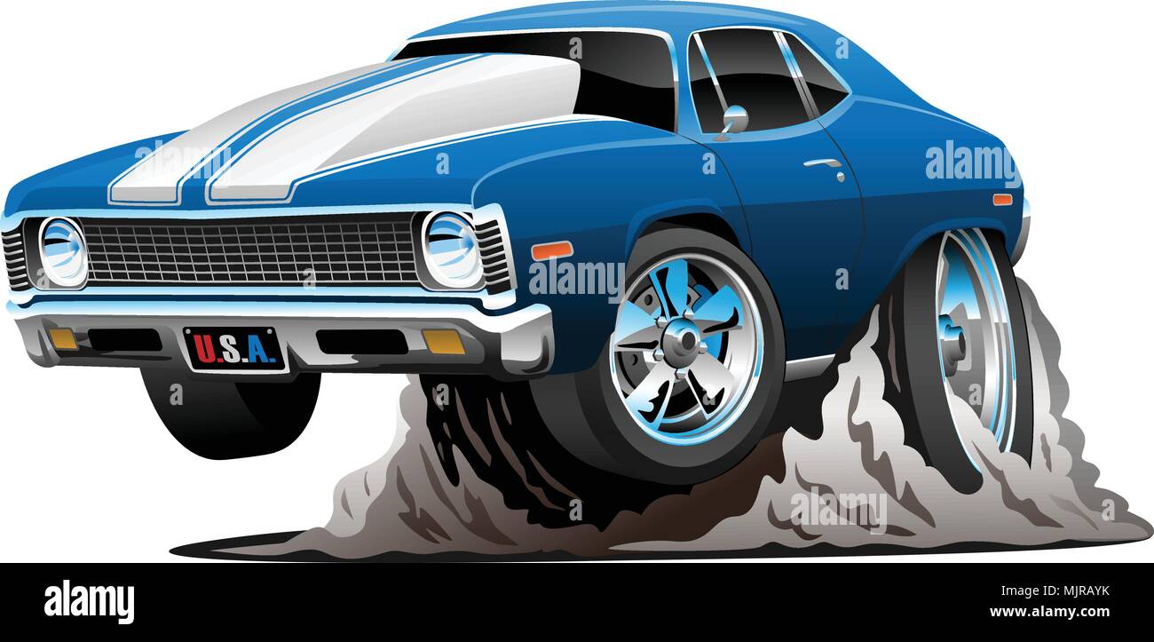 Classic American Muscle Car Cartoon illustrazione vettoriale Illustrazione Vettoriale