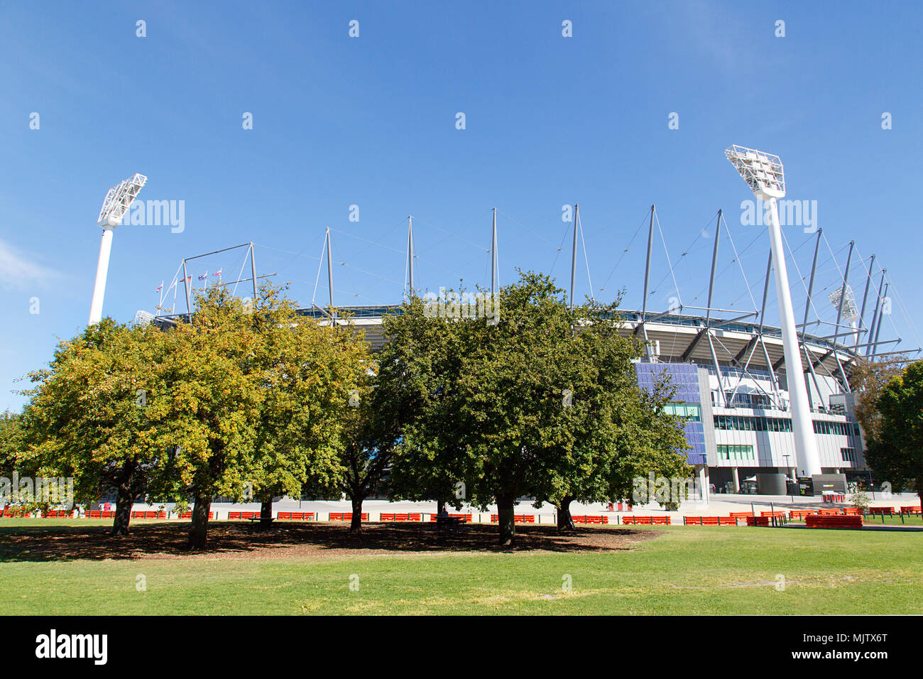 Melbourne, Australia: 09 Aprile 2018: Melbourne Cricket Ground noto come MCG ha una capienza di oltre 100.000 è situato nel Parco di Yarra. Foto Stock