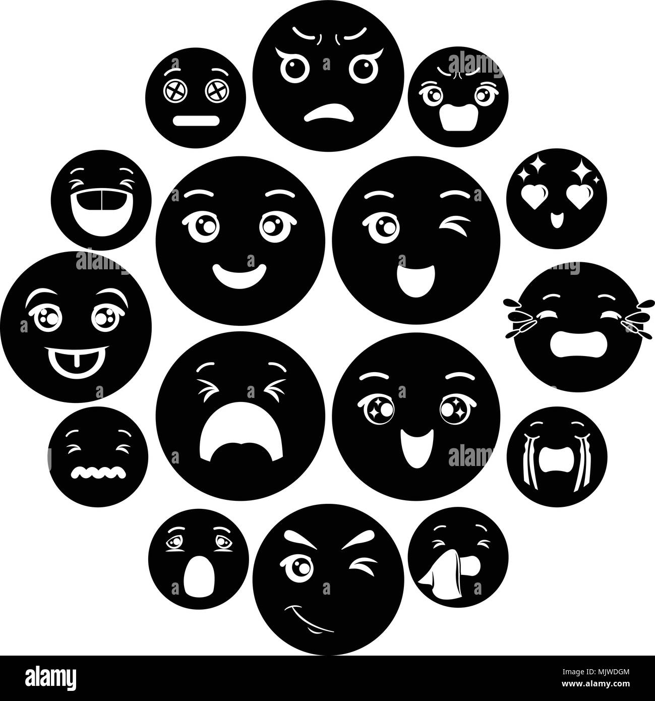 Sorrisi set di icone, stile semplice Illustrazione Vettoriale