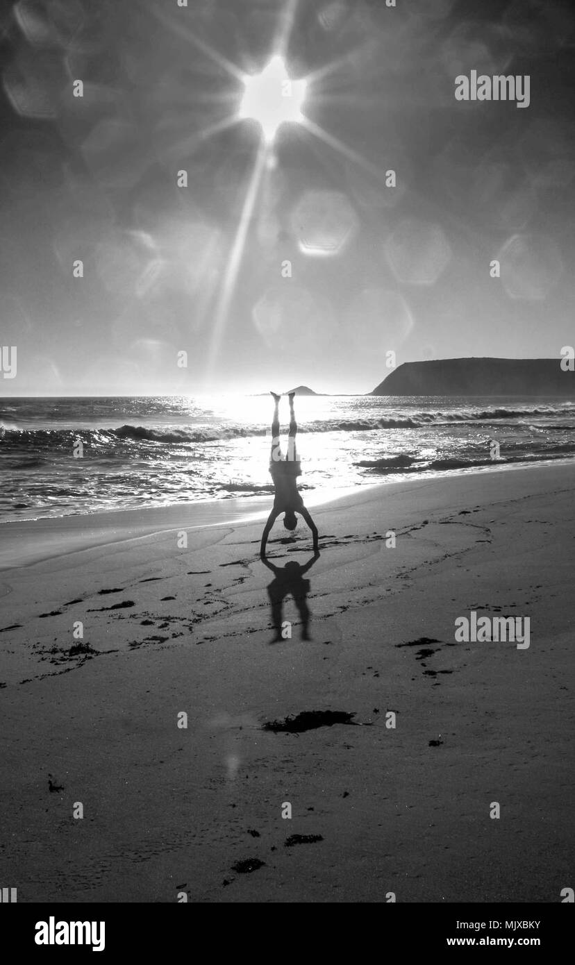 Bianco e Nero Beach Foto Stock